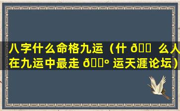 八字什么命格九运（什 🐠 么人在九运中最走 🌺 运天涯论坛）